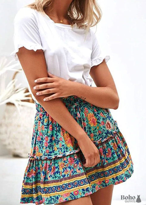 Boho Skirts in Wrap Skirt, Blue Sky and Daisy For Women